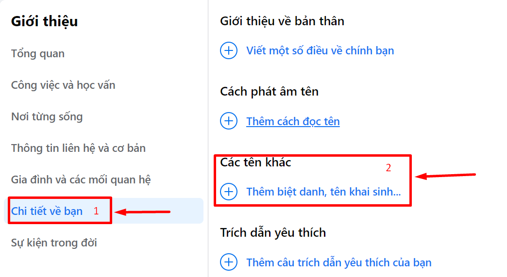 cách thêm biệt biệt danh vào tên Facebook