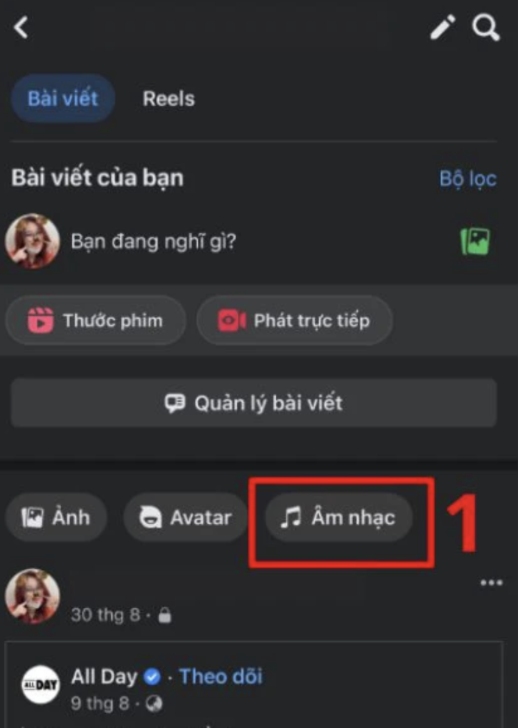 Nhấn vào phần Nhạc